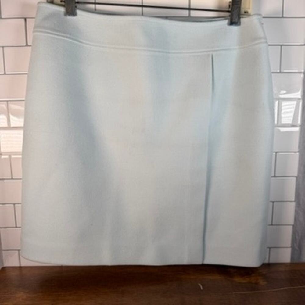 White House Black Market Pastel Blue Faux Wrap Pencil Skirt Lined Size 8